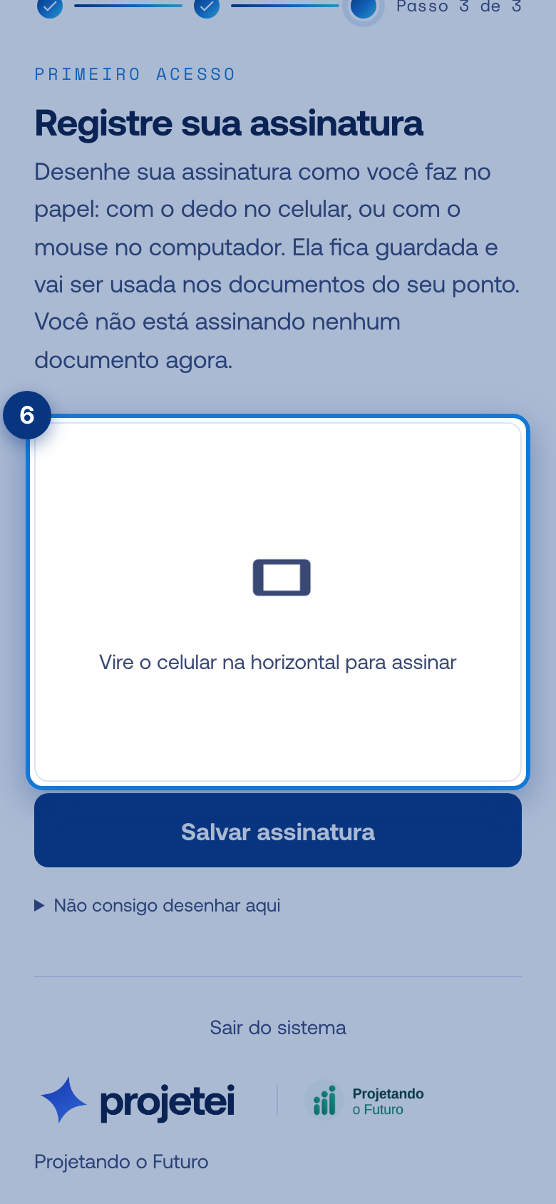 Tela do portal com Registre sua assinatura em destaque