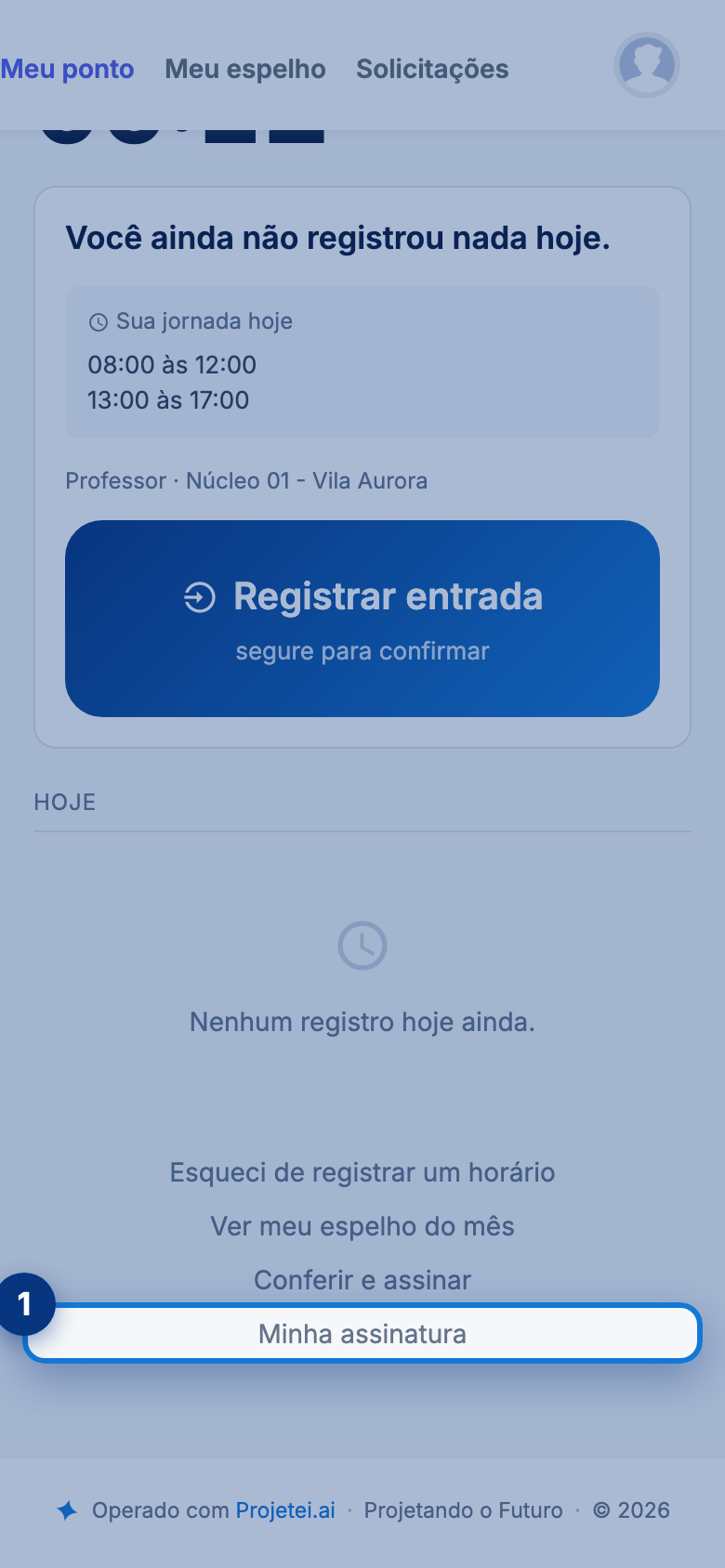 Tela do portal com Minha assinatura em destaque