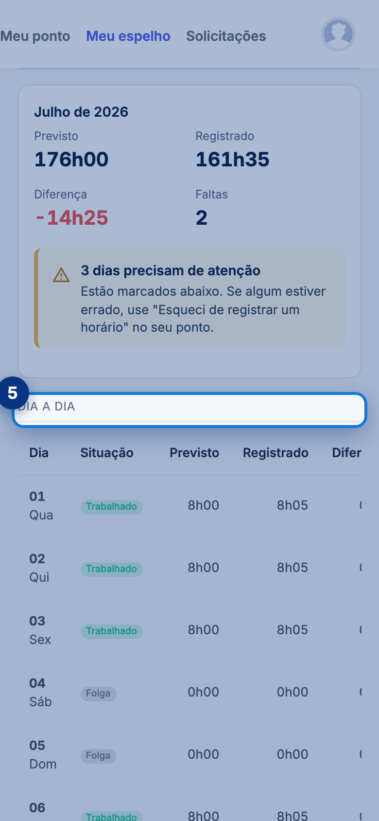 Tela do portal com DIA A DIA em destaque