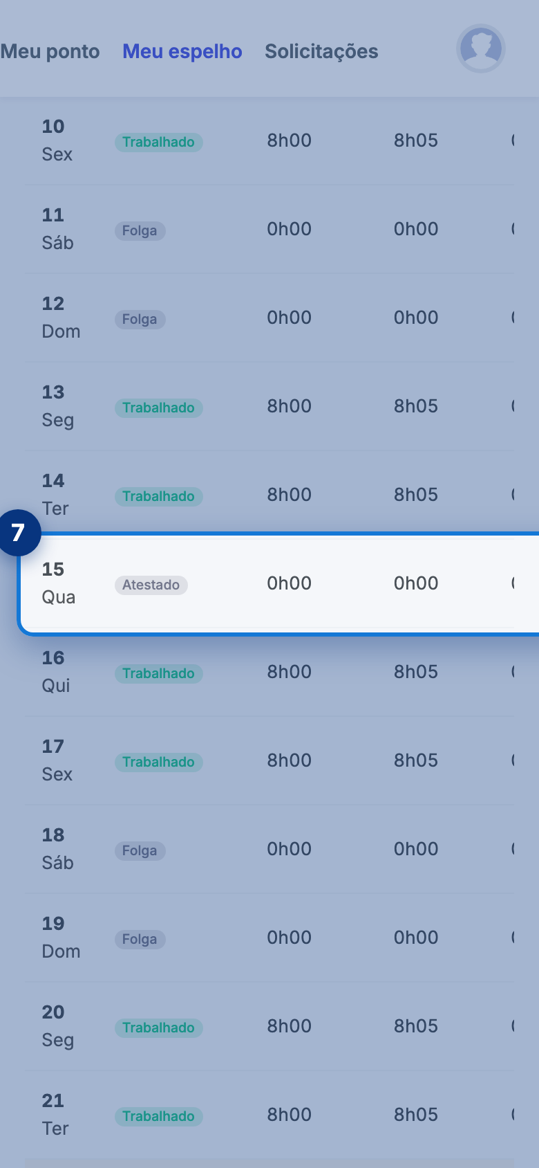 Tela do portal com Atestado em destaque