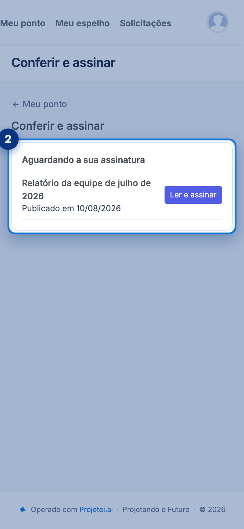 Tela do portal com Aguardando a sua assinatura em destaque